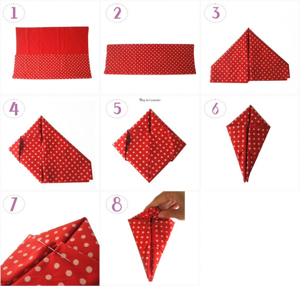 Como dobrar o guardanapo de pano em forma de coelhinho