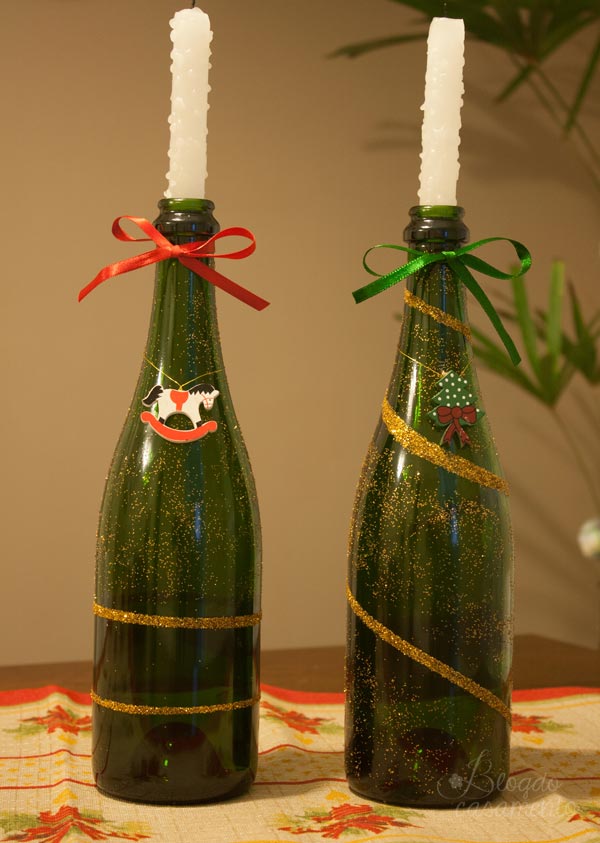Decoração de Natal com garrafas de espumante