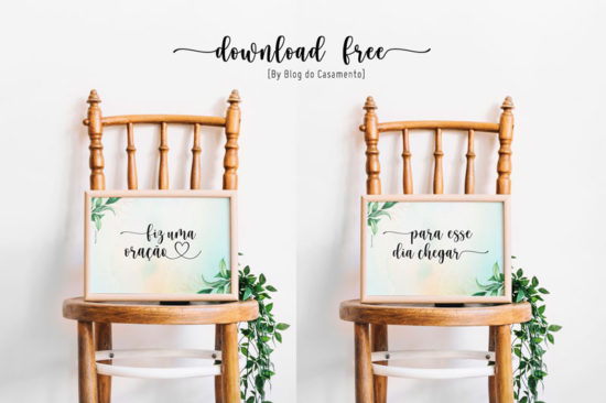 Plaquinha para cadeiras dos noivos: Download Free