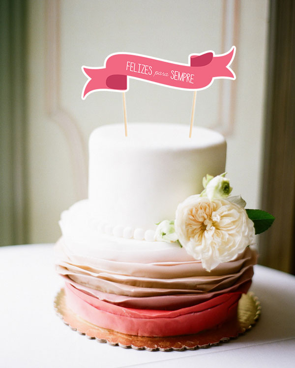 Topo de bolo gratuito para seu noivado ou casamento 