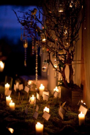 decoração de casamento com vidros e velas