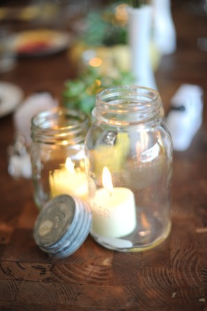 decoração de casamento com vidros e velas